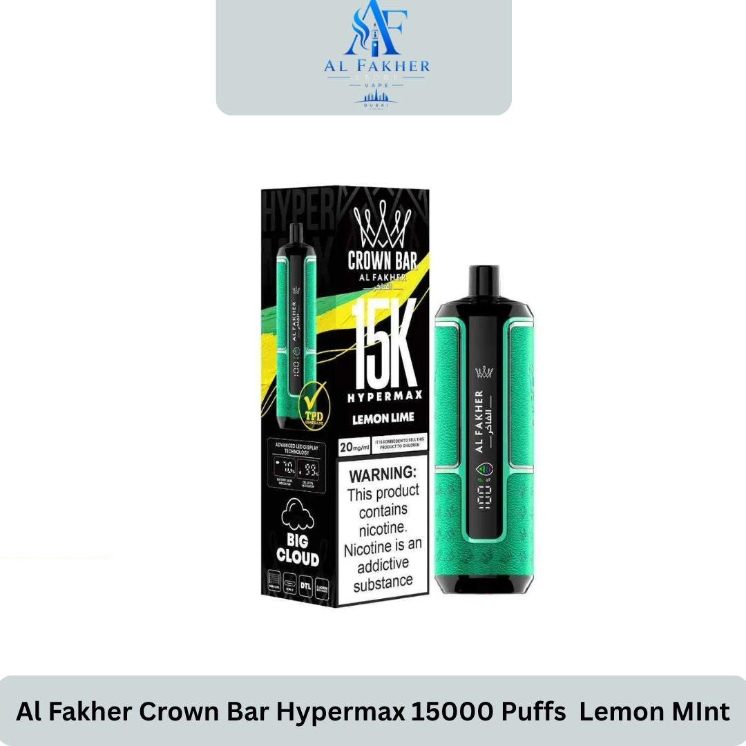 Al Fakher Crown Bar Hypermax 15000 Puffs  Lemon  Mint