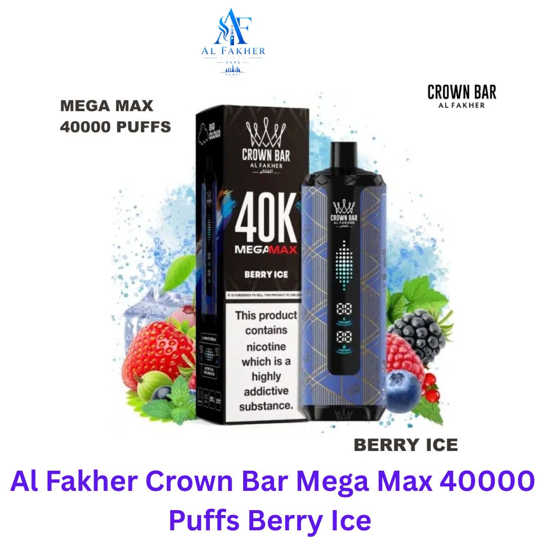 Al Fakher Crown Bar Mega Max 40000 Puffs Berry Ice Al Fakher Crown Bar Mega Max 40000 Puffs Berry Ice - Image 1